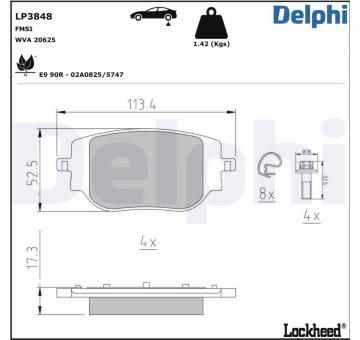 Sada brzdových platničiek kotúčovej brzdy DELPHI LP3848