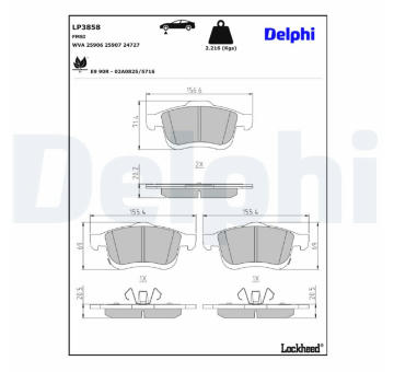 Sada brzdových platničiek kotúčovej brzdy DELPHI LP3858