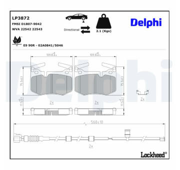 Sada brzdových platničiek kotúčovej brzdy DELPHI LP3872