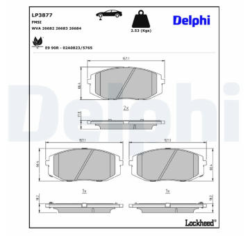 Sada brzdových platničiek kotúčovej brzdy DELPHI LP3877