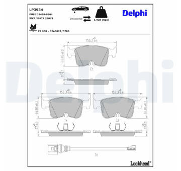 Sada brzdových platničiek kotúčovej brzdy DELPHI LP3934