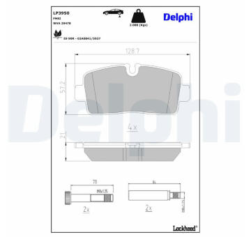 Sada brzdových destiček, kotoučová brzda DELPHI LP3950