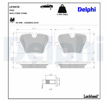 Sada brzdových destiček, kotoučová brzda DELPHI LP3970