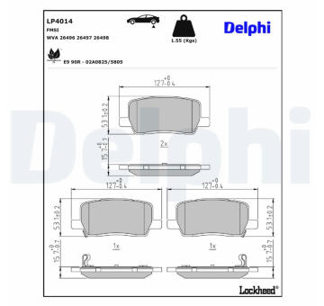 Sada brzdových destiček, kotoučová brzda DELPHI LP4014
