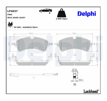 Sada brzdových destiček, kotoučová brzda DELPHI LP4037