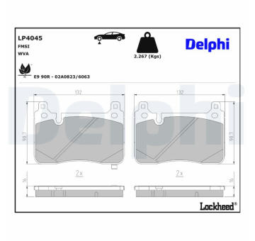 Sada brzdových destiček, kotoučová brzda DELPHI LP4045