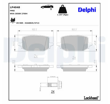 Sada brzdových destiček, kotoučová brzda DELPHI LP4048