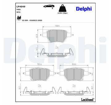 Sada brzdových destiček, kotoučová brzda DELPHI LP4049