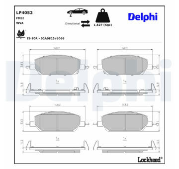 Sada brzdových destiček, kotoučová brzda DELPHI LP4052