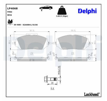 Sada brzdových destiček, kotoučová brzda DELPHI LP4068