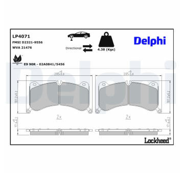 Sada brzdových destiček, kotoučová brzda DELPHI LP4071
