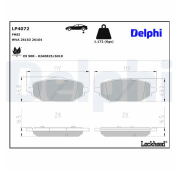 Sada brzdových destiček, kotoučová brzda DELPHI LP4072
