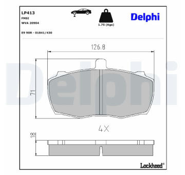 Sada brzdových destiček, kotoučová brzda DELPHI LP413
