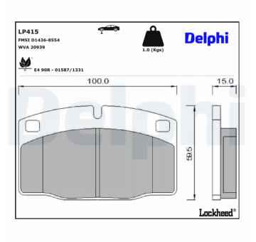 Sada brzdových destiček, kotoučová brzda DELPHI LP415