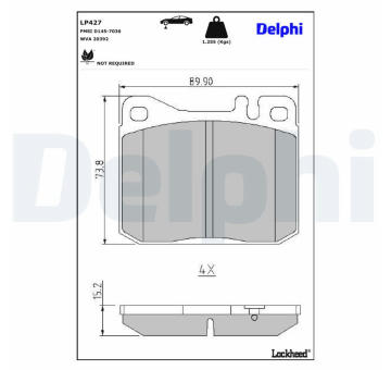 Sada brzdových destiček, kotoučová brzda DELPHI LP427