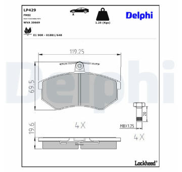 Sada brzdových platničiek kotúčovej brzdy DELPHI LP429
