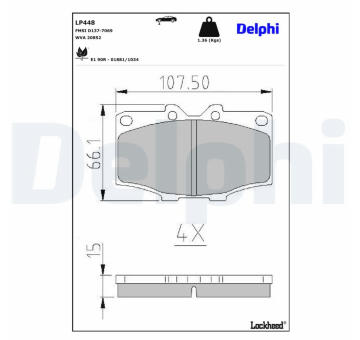 Sada brzdových destiček, kotoučová brzda DELPHI LP448