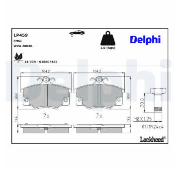 Sada brzdových destiček, parkovací brzda DELPHI LP459