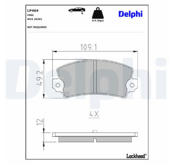 Sada brzdových destiček, kotoučová brzda DELPHI LP464