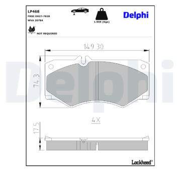 Sada brzdových destiček, parkovací brzda DELPHI LP468