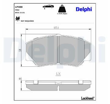 Sada brzdových destiček, kotoučová brzda DELPHI LP488