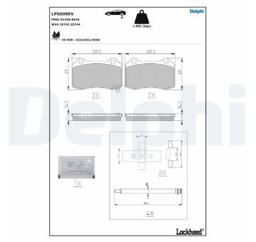 Sada brzdových destiček, kotoučová brzda DELPHI LP5009EV