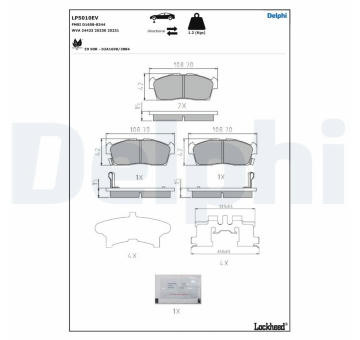 Sada brzdových destiček, kotoučová brzda DELPHI LP5010EV