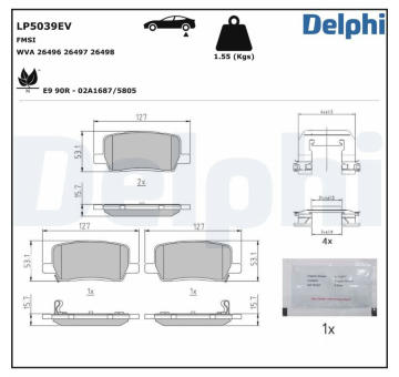 Sada brzdových destiček, kotoučová brzda DELPHI LP5039EV