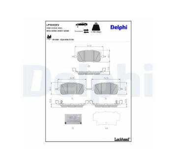 Sada brzdových destiček, kotoučová brzda DELPHI LP5045EV
