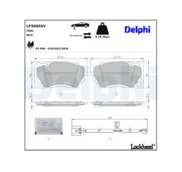 Sada brzdových destiček, kotoučová brzda DELPHI LP5065EV