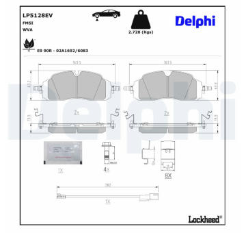 Sada brzdových destiček, kotoučová brzda DELPHI LP5128EV