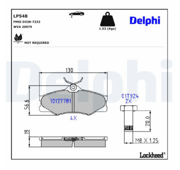 Sada brzdových destiček, kotoučová brzda DELPHI LP548