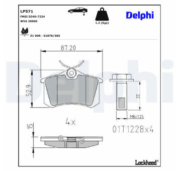 Sada brzdových platničiek kotúčovej brzdy DELPHI LP571