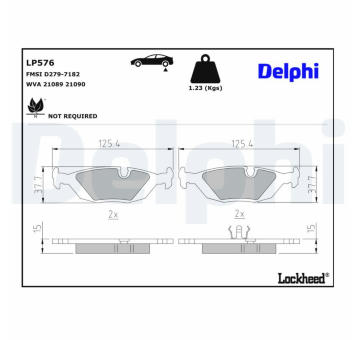 Sada brzdových destiček, kotoučová brzda DELPHI LP576