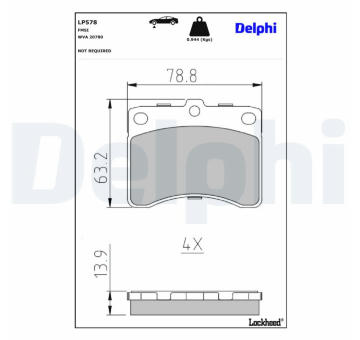 Sada brzdových destiček, kotoučová brzda DELPHI LP578