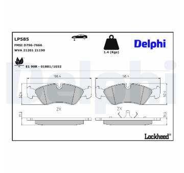 Sada brzdových platničiek kotúčovej brzdy DELPHI LP585