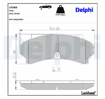 Sada brzdových destiček, kotoučová brzda DELPHI LP589
