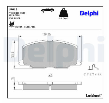 Sada brzdových destiček, kotoučová brzda DELPHI LP613