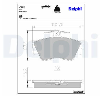Sada brzdových destiček, kotoučová brzda DELPHI LP639