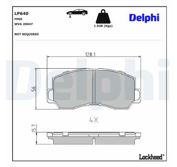 Sada brzdových destiček, kotoučová brzda DELPHI LP640