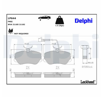 Sada brzdových destiček, kotoučová brzda DELPHI LP644