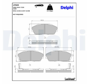 Sada brzdových destiček, kotoučová brzda DELPHI LP665
