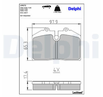 Sada brzdových destiček, kotoučová brzda DELPHI LP672
