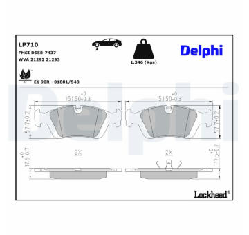 Sada brzdových destiček, kotoučová brzda DELPHI LP710