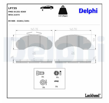 Sada brzdových platničiek, Parkovacia kotúčová brzda DELPHI LP735