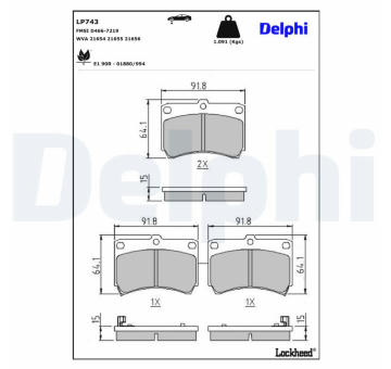 Sada brzdových platničiek kotúčovej brzdy DELPHI LP743