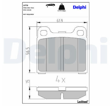 Sada brzdových destiček, kotoučová brzda DELPHI LP76