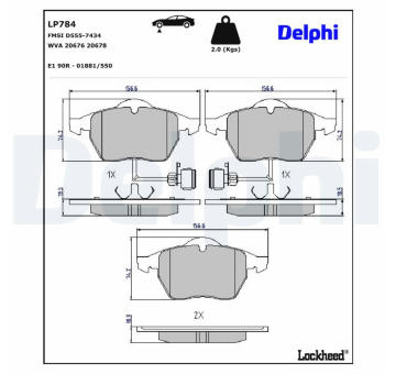 Sada brzdových platničiek kotúčovej brzdy DELPHI LP784
