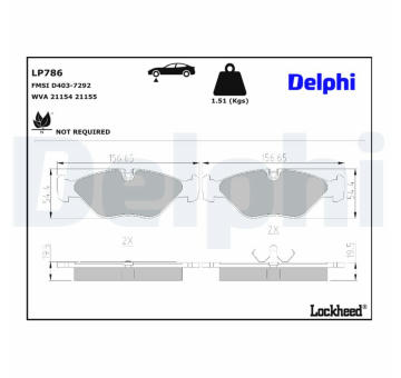 Sada brzdových destiček, kotoučová brzda DELPHI LP786