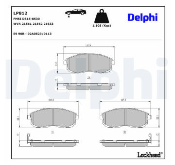 Sada brzdových destiček, kotoučová brzda DELPHI LP812